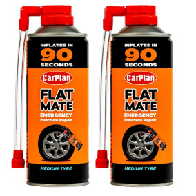 CarPlan Flat Mate Tyre Inflator Emergency Puncture Repair 400mL x2 Treatment