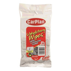 CarPlan IVP020 Upholstery Wipes Pouch Fabric Cleaner 20 x6 Interior Cleaning