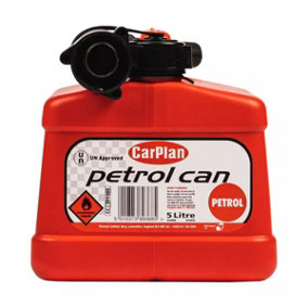 CarPlan Red Petrol Plastic Fuel Can Flexible Nozzle 5 Litre Capacity TPF005 x 2