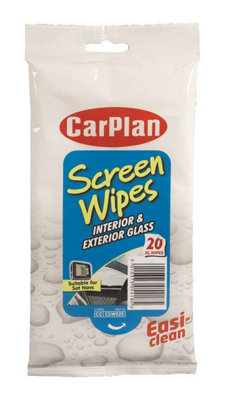 CarPlan Screen Wipes Interior & Exterior Glass x 2
