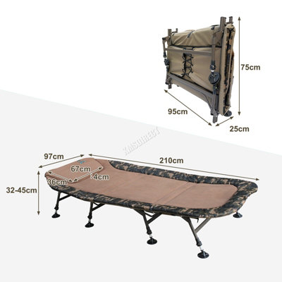 CARPZILLA Fishing Bed 8 Legs 150kg Folding Bedchair Camping Equipment 210x97cm