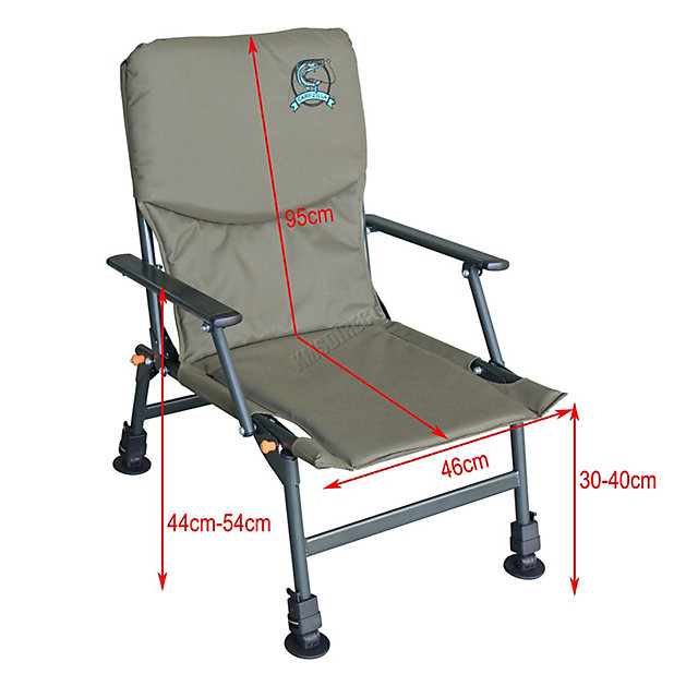 Carpzilla Outdoor Portable Folding Carp Fishing Chair Camping Heavy Duty 4  Adjustable Legs Dark Green FC-053