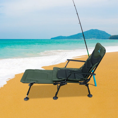 CARPZILLA Portable Folding Fishing Chair with Footrest 170 Recline