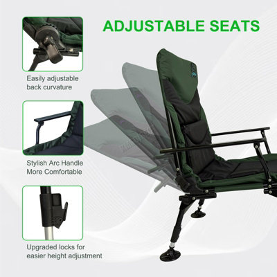 CARPZILLA Portable Folding Fishing Chair with Footrest 170 Recline Extend Green