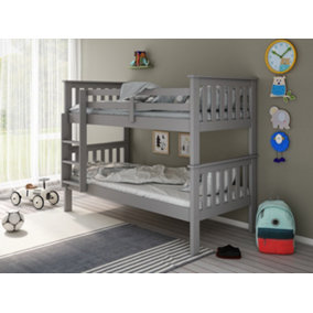 Carra Grey Wooden Single Bunk Bed With Memory Foam Mattresses