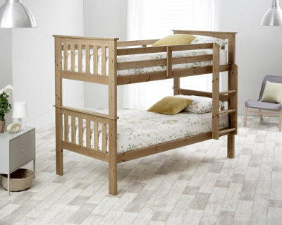 Carra Pine Wooden Single Bunk Bed With Spring Mattresses