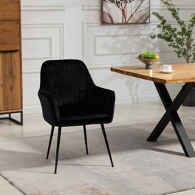 Carrara Velvet Dining Chairs - Set of 2 - Black
