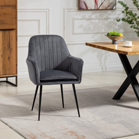 Carrara Velvet Dining Chairs - Set of 2 - Grey