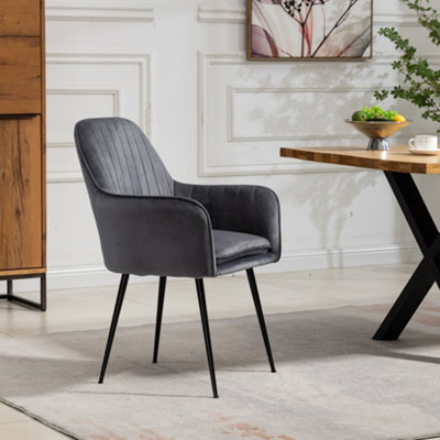 Carrara Velvet Dining Chairs - Set of 2 - Grey