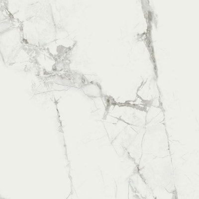 Carrara White Marble Gloss SPC Vinyl Click Flooring Tile Pack Of 10 Waterproof 610mm x 305mm