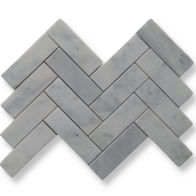 Carrara White Marble Herringbone Mosaic SAMPLE