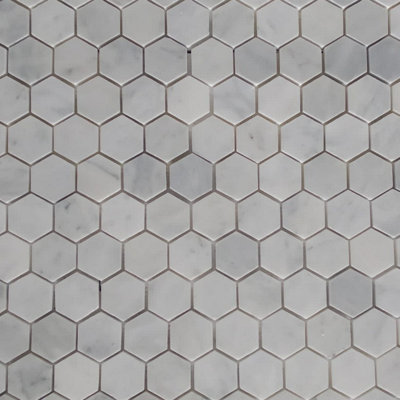 Carrara White Marble Hexagon Mosaic Tile 30.5 x 28.5cm - 4