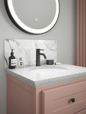 Carrera Marble - Self Adhesive - Toughened Glass Bathroom Splashback 250mm x 500mm x 4mm