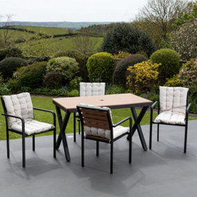 Carrick 130cm x 70cm Outdoor Patio Table and 4 Chairs - Seat Cushions Included
