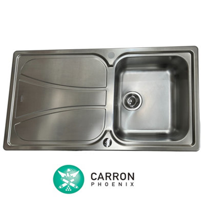 Carron Phoenix Zeta 90 1.0 Bowl Linen Finish Stainless Steel