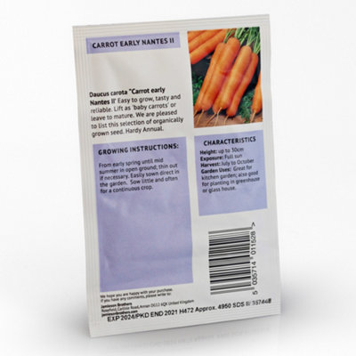 Carrot Early Nantes II Vegetable Seeds (approx. 5000 seeds) by Jamieson Brothers