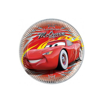 Cars Lightning McQueen Disposable Plates (Pack of 8) Red/Grey (One Size ...