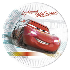 Cars Paper Lightning McQueen Party Plates (Pack of 8) White (One Size)
