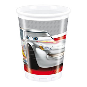Cars Plastic Lightning McQueen Disposable Cup (Pack of 8) Silver/Red (One Size)