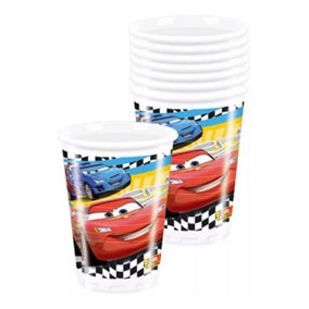 Cars Racing Sports Network Plastic Disposable Cup (Pack of 8) Multicoloured (One Size)