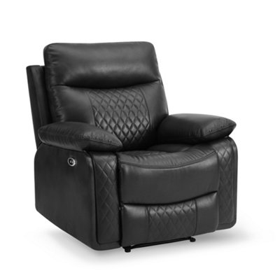 Carson 1 Seater Electric Recliner, Black Air Leather