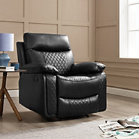 Carson 1 Seater Manual Recliner, Black Air Leather