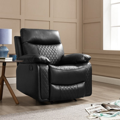 Carson 1 Seater Manual Recliner, Black Air Leather