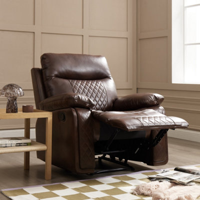 Carson 1 Seater Manual Recliner, Brown Air Leather