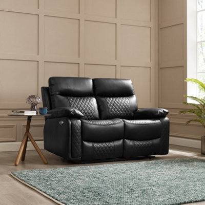 Carson 2 Seater Electric Recliner, Black Air Leather