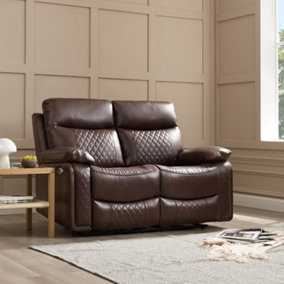 Carson 2 Seater Electric Recliner, Brown Air Leather