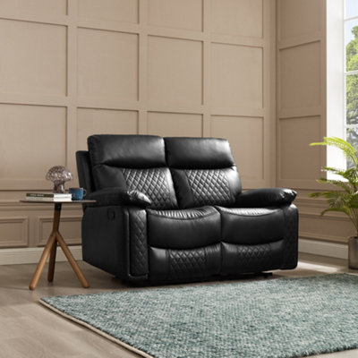 Carson 2 Seater Manual Recliner, Black Air Leather