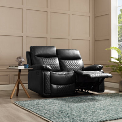 Carson 2 Seater Manual Recliner, Black Air Leather