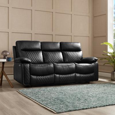 Carson 3 Seater Electric Recliner, Black Air Leather