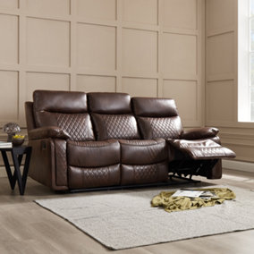 Carson 3 Seater Manual Recliner, Brown Air Leather