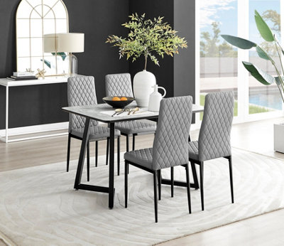 Marble effect dining table best sale and chairs