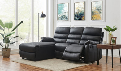 3 seater leather lounge store with chaise