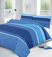 Carter Blue Striped Duvet Cover Set Modern Bedding