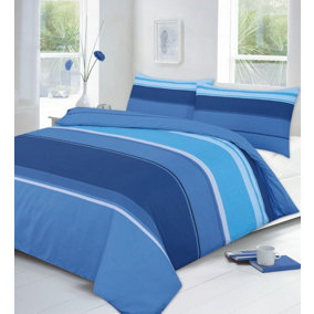 Carter Blue Striped Duvet Cover Set Modern Bedding