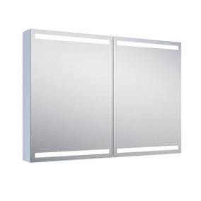 Carter LED Illuminated Mirrored Wall Cabinet with Shaver Socket, (H)700mm (W)1000mm