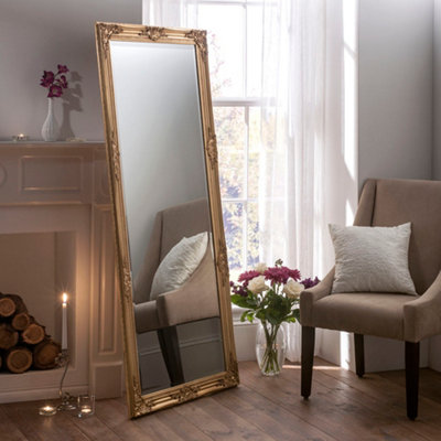 Carved full length mirror Gold 163x74cm