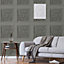 Carved Panel Charcoal Wallpaper