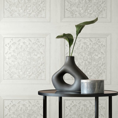 Carved Panel effect Stone Wallpaper