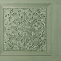 Carved Panel Sage Green Wallpaper