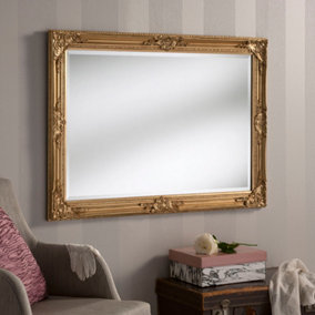 Carved rectangular mirror Gold 104x74cm