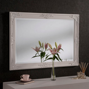 Carved rectangular mirror white 104x74cm