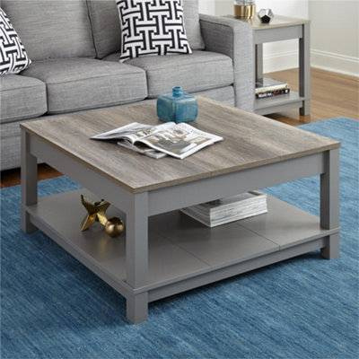 Carver coffee table with 1 shelf in grey