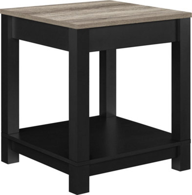 Carver end table with 1 shelf in black / distressed woodgrain