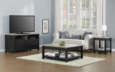 Carver end table with 1 shelf in black / distressed woodgrain