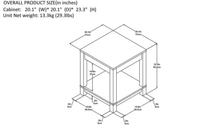 Carver end table with 1 shelf in grey