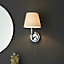 Carwyn Chrome and Ivory Linen Shade 1 Light Bathroom Wall Light